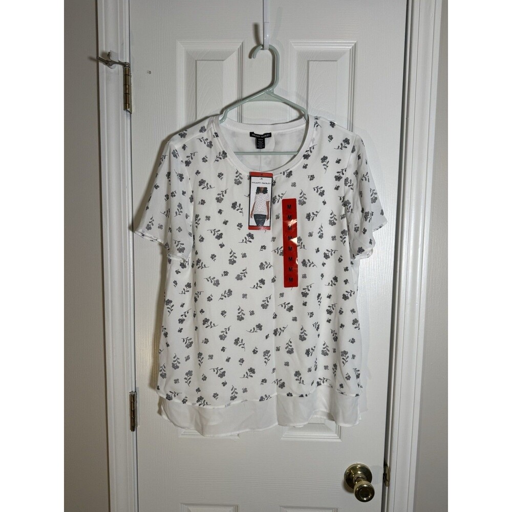 Hilary Radley Floral Layered Top Cottagecore Romantic White Black Women’s M - Picture 5 of 7